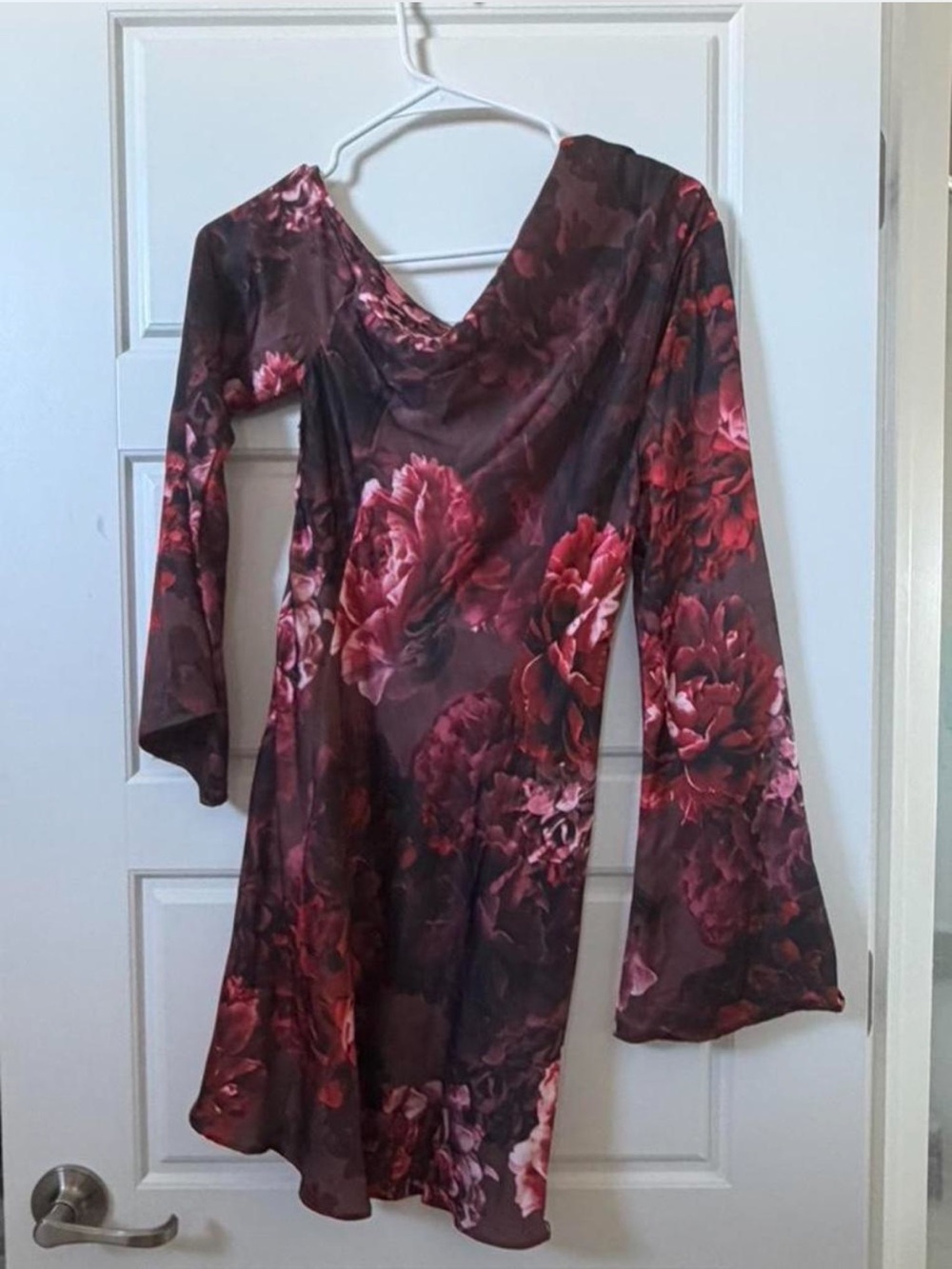 Meshki Floral Long Sleeve Dress in Burgundy and Pink